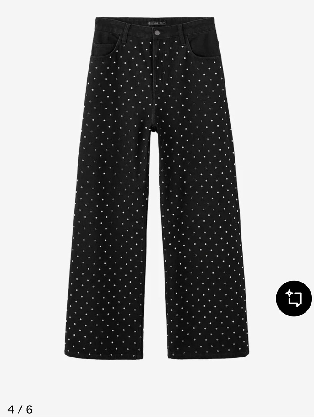 Mango Black studded Black Denim Pants US 4